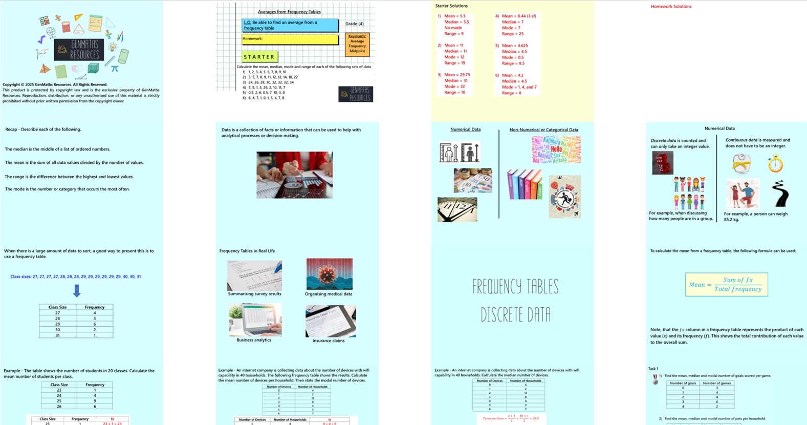 4.2 Averages from a Frequency Table GCSE PowerPoint Lesson