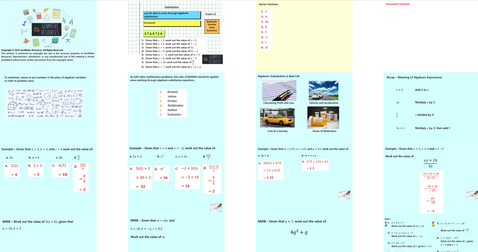 2.13 Algebraic Substitution GCSE PowerPoint Lesson