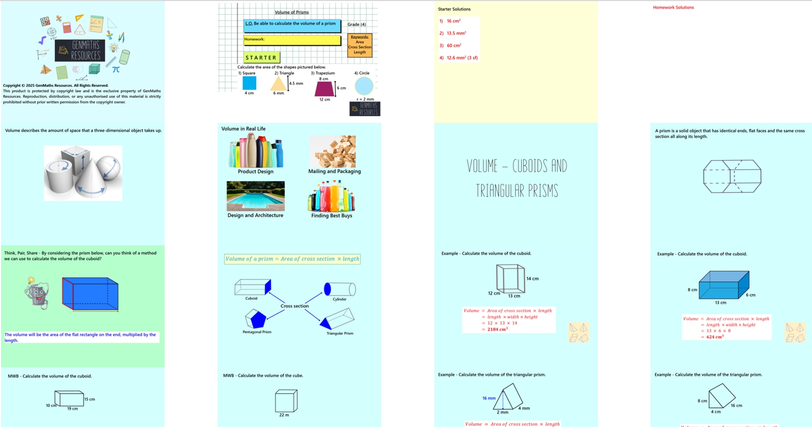 3.17 Volume of Prisms GCSE PowerPoint Lesson