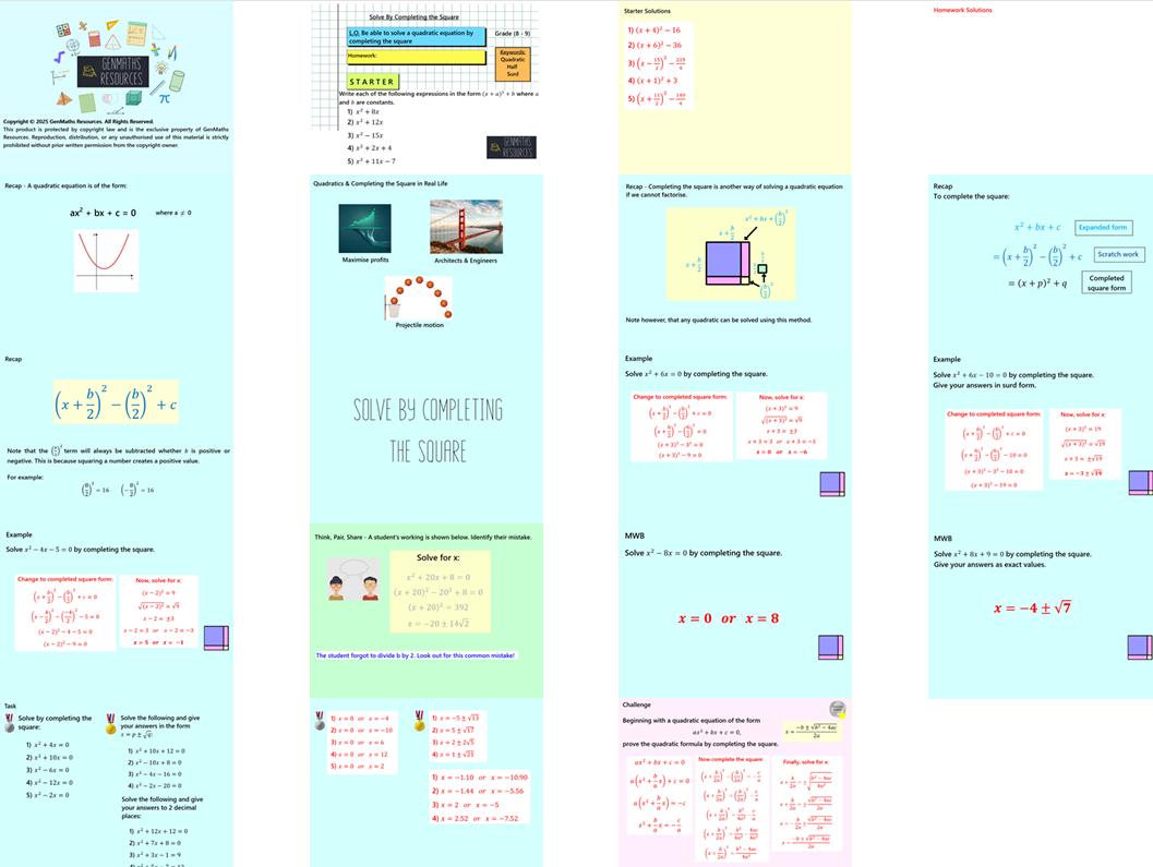 2.36 Solve by Completing the Square Higher GCSE PowerPoint Lesson