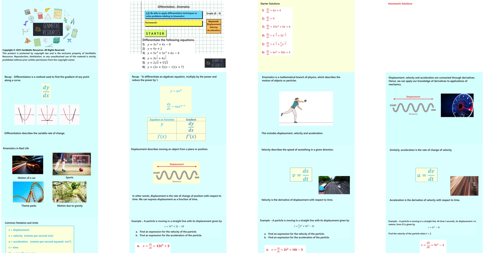 2.64 Differentiation – Applications to Kinematics Higher IGCSE PowerPoint Lesson