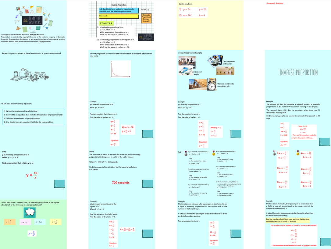 2.33 Inverse Proportion Equations Higher GCSE PowerPoint Lesson