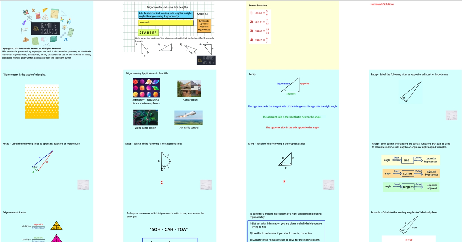 3.30 Trigonometry Missing Side Lengths GCSE PowerPoint Lesson