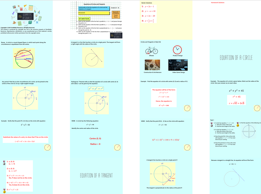 2.48 Equations of Circles and Tangents Higher GCSE PowerPoint Lesson