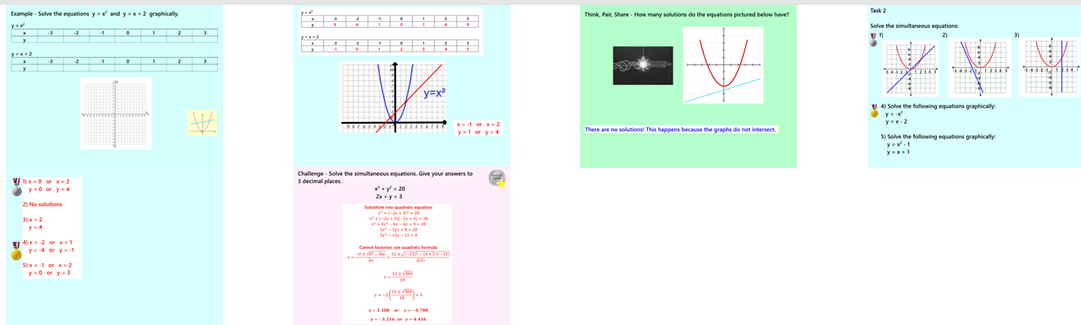 2.39 Quadratic (Non-Linear) Simultaneous Equations Higher GCSE PowerPoint Lesson