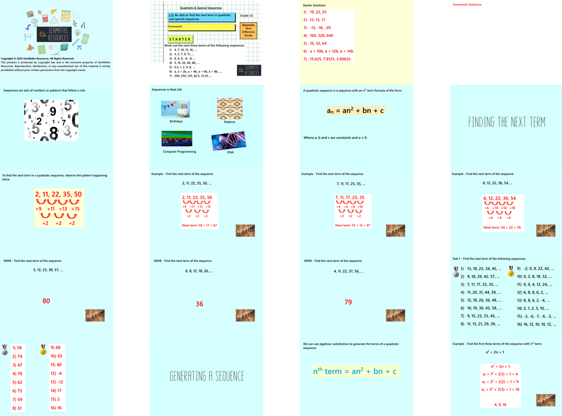 2.29 Quadratic and Special Sequence GCSE PowerPoint Lesson