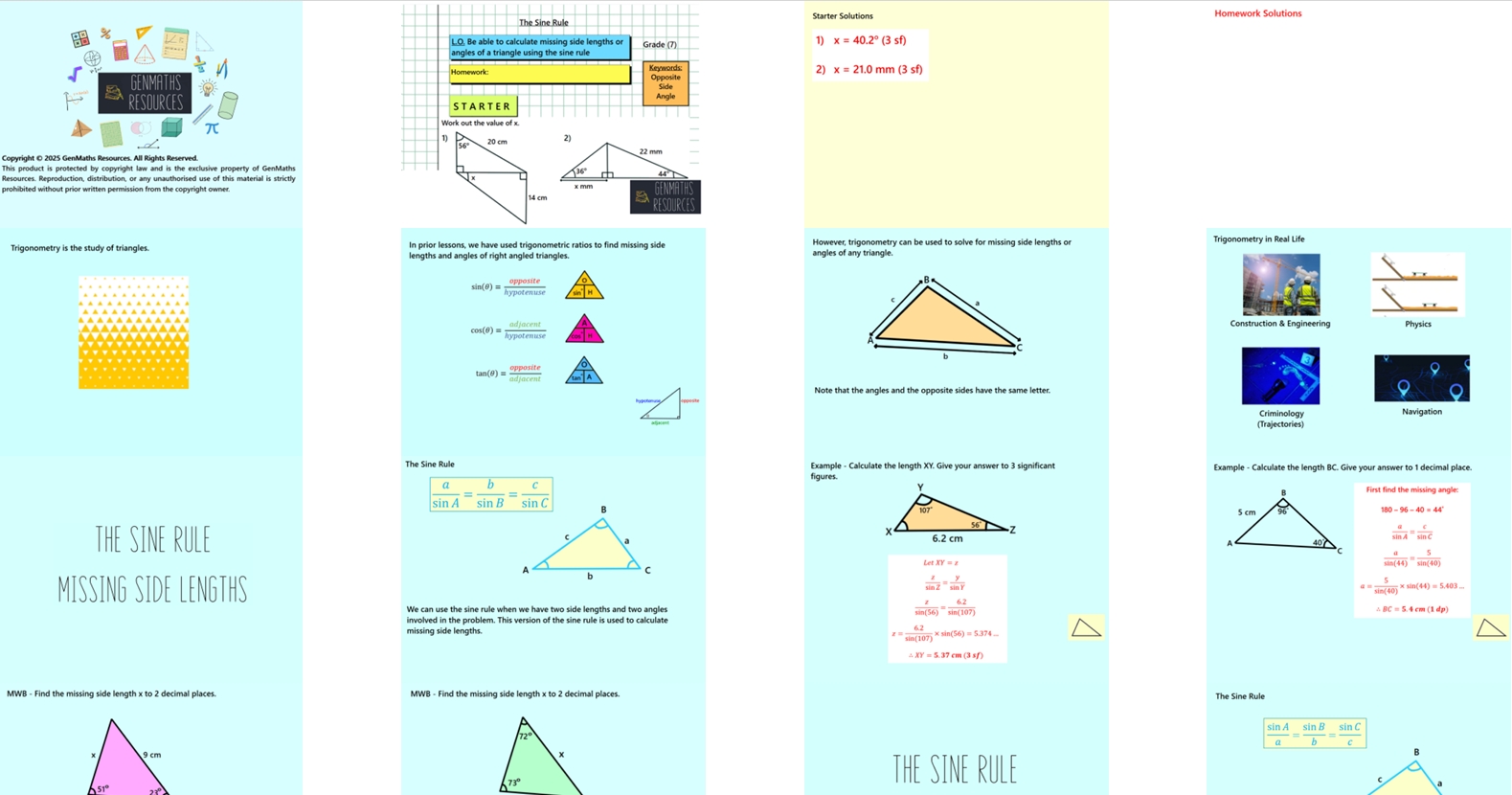 3.42 The Sine Rule GCSE Higher PowerPoint Lesson