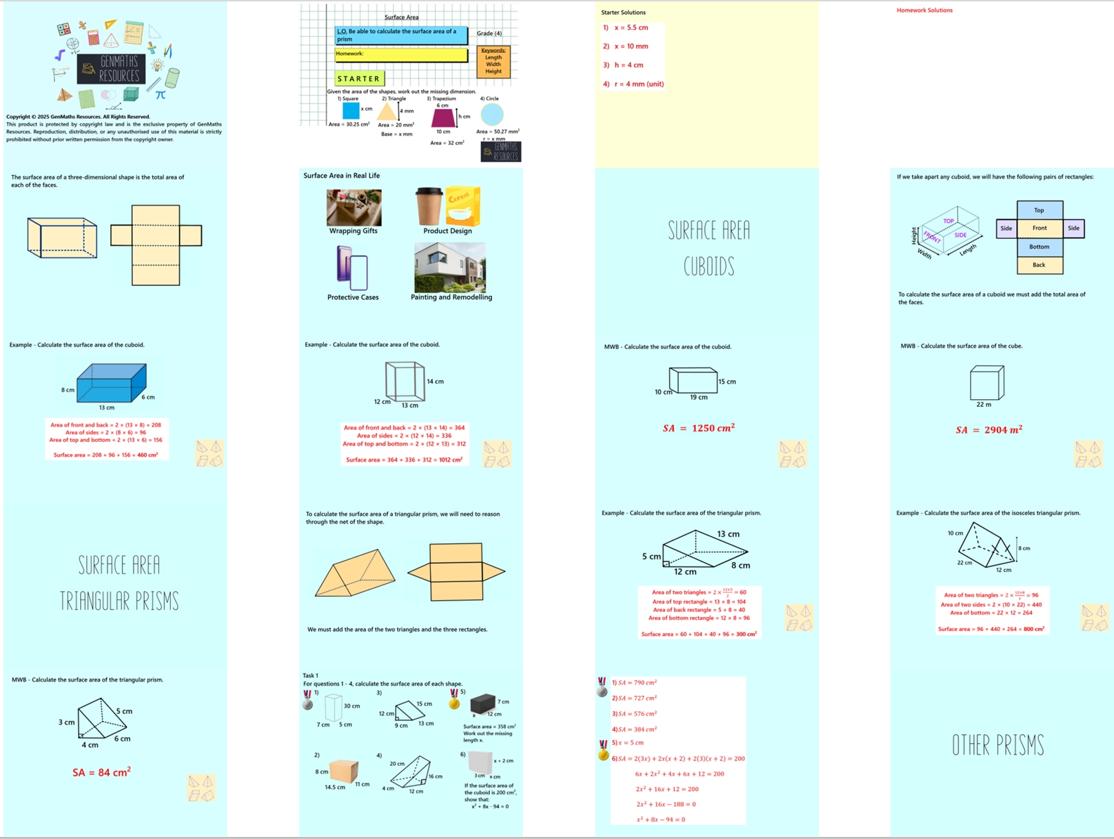 3.20 Surface Area of Prisms GCSE PowerPoint Lesson