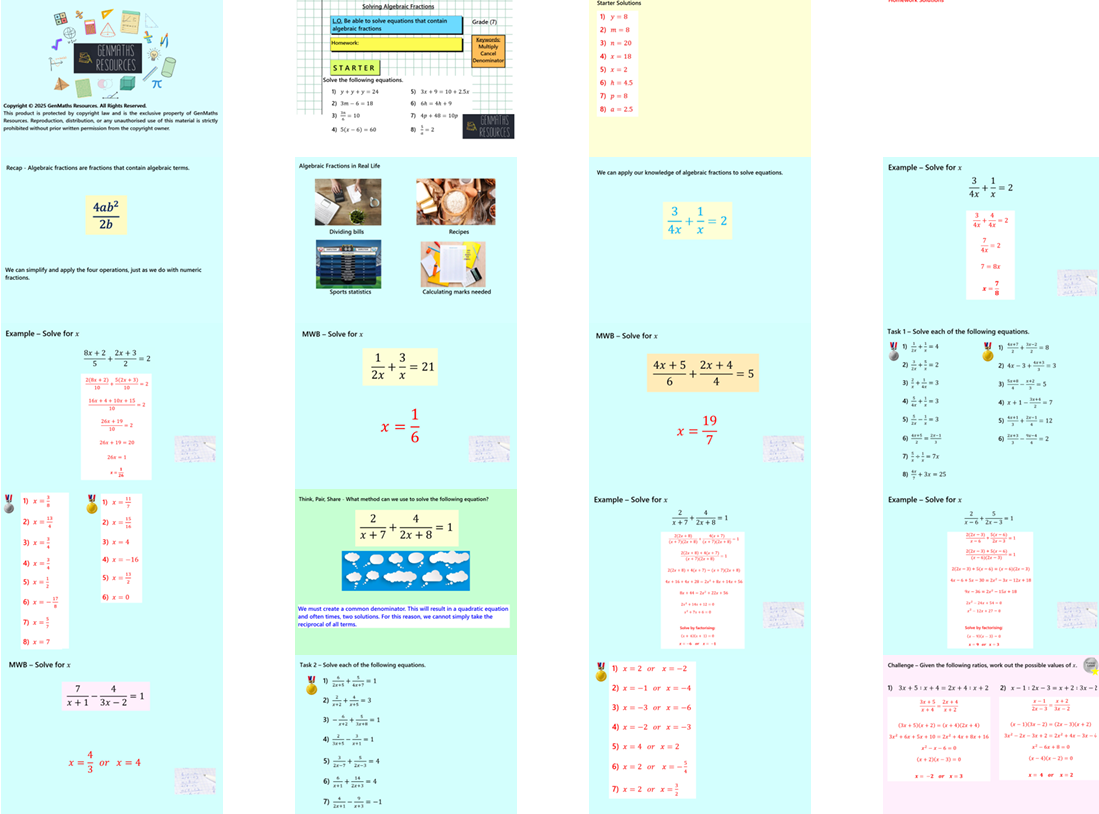    2.53 Solving Algebraic Fractions Higher GCSE PowerPoint Lesson