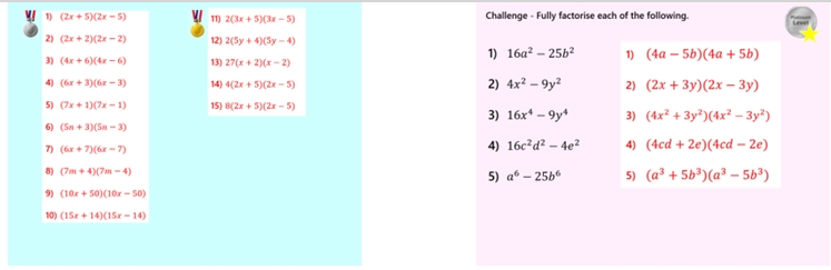 2.10 Factorising Difference of Two Squares PowerPoint Lesson