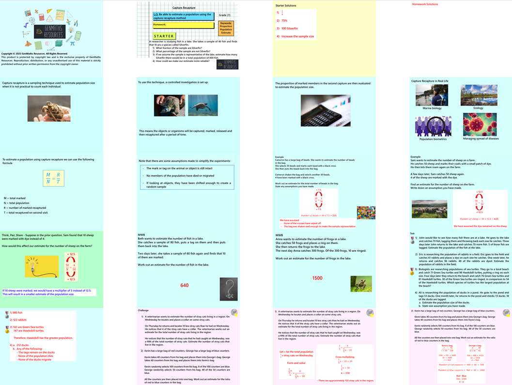 4.24 Capture Recapture Higher GCSE PowerPoint Lesson