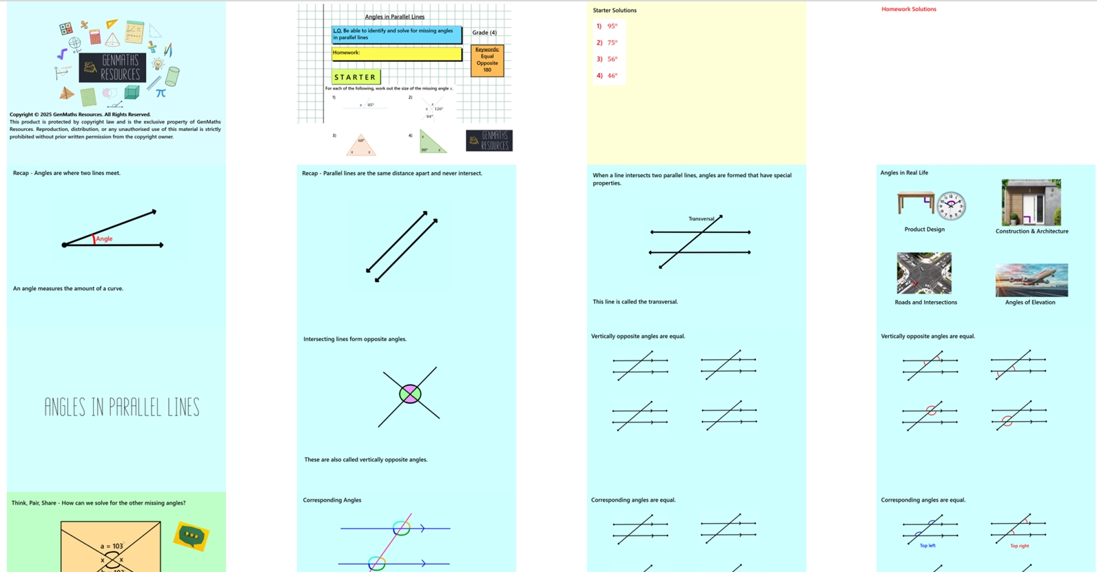 3.7 Angles in Parallel Lines GCSE PowerPoint Lesson