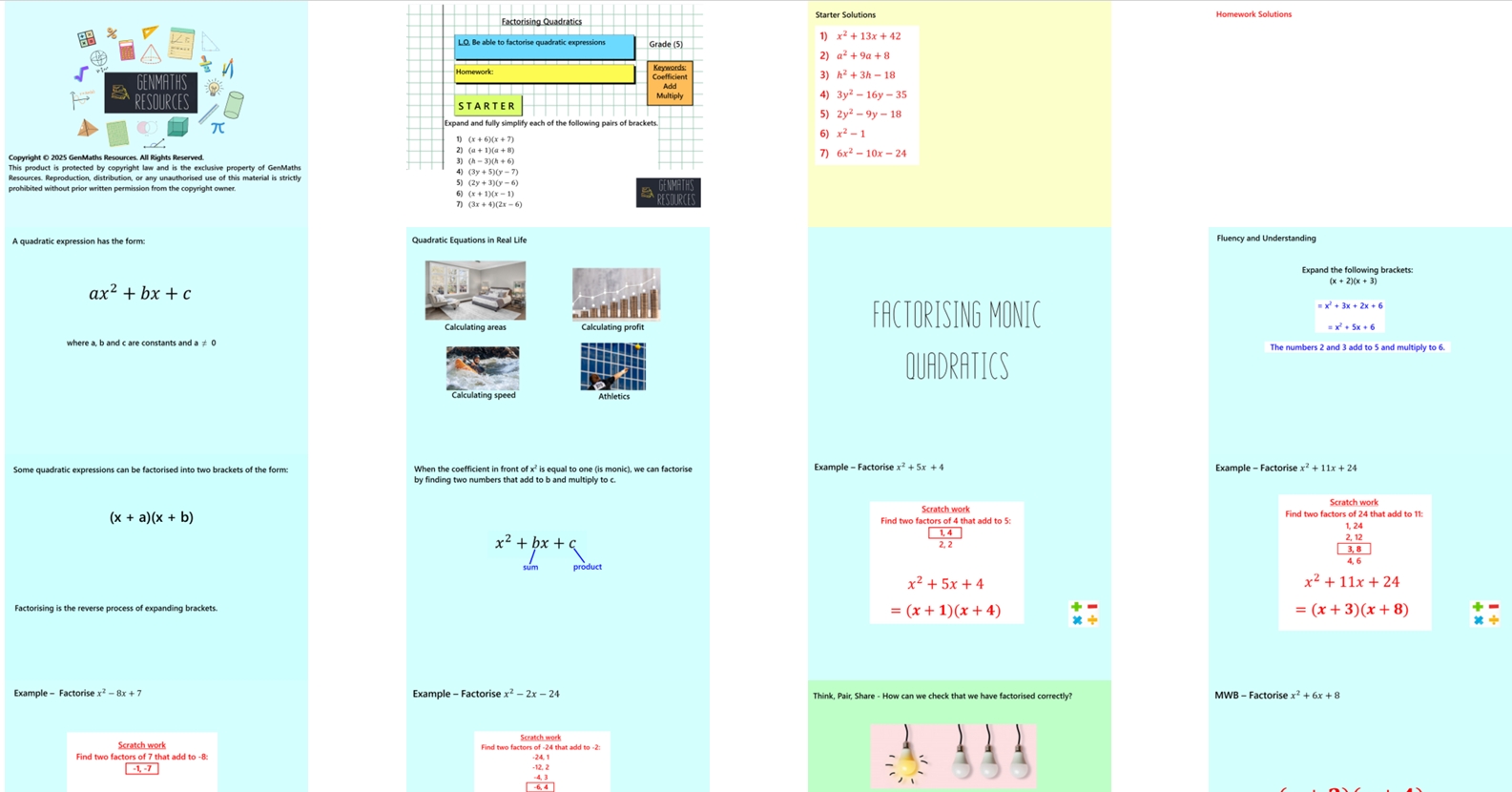2.9 Factorising Quadratics PowerPoint Lesson