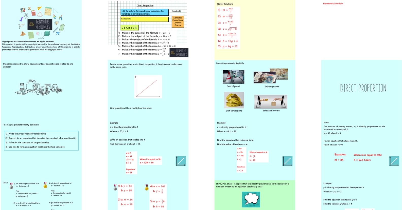 2.32 Direct Proportion Equations Higher GCSE PowerPoint Lesson
