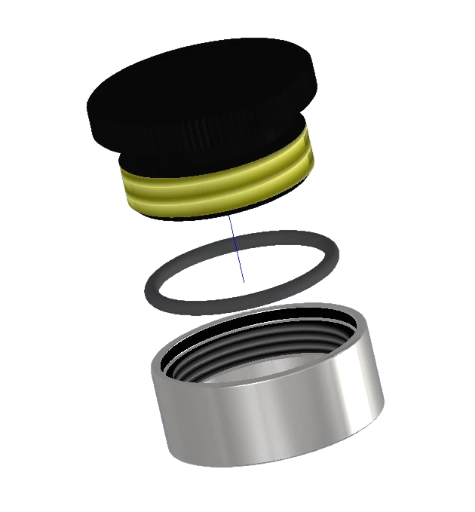 Threaded Cap Assembly, Steel Bung.