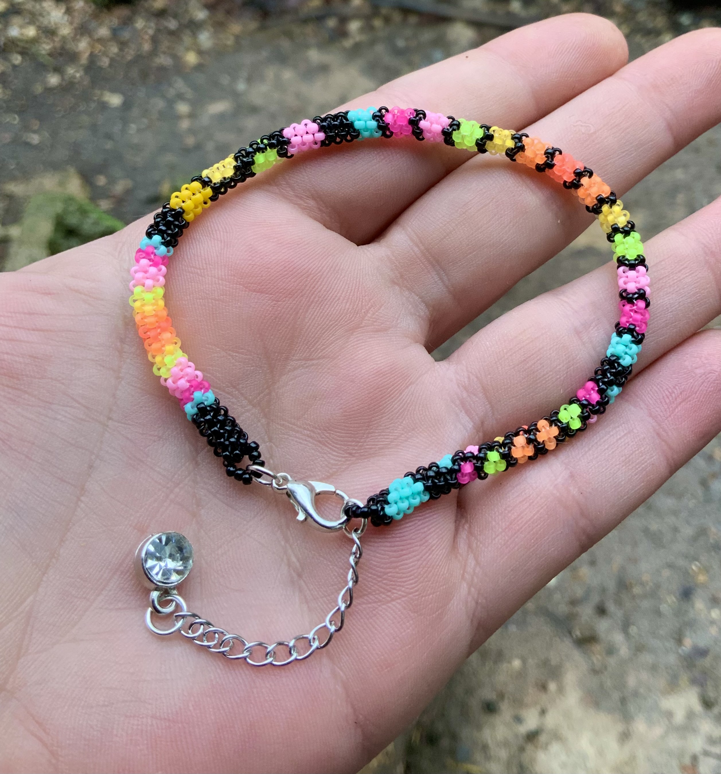 Neon flamingo beaded bracelet