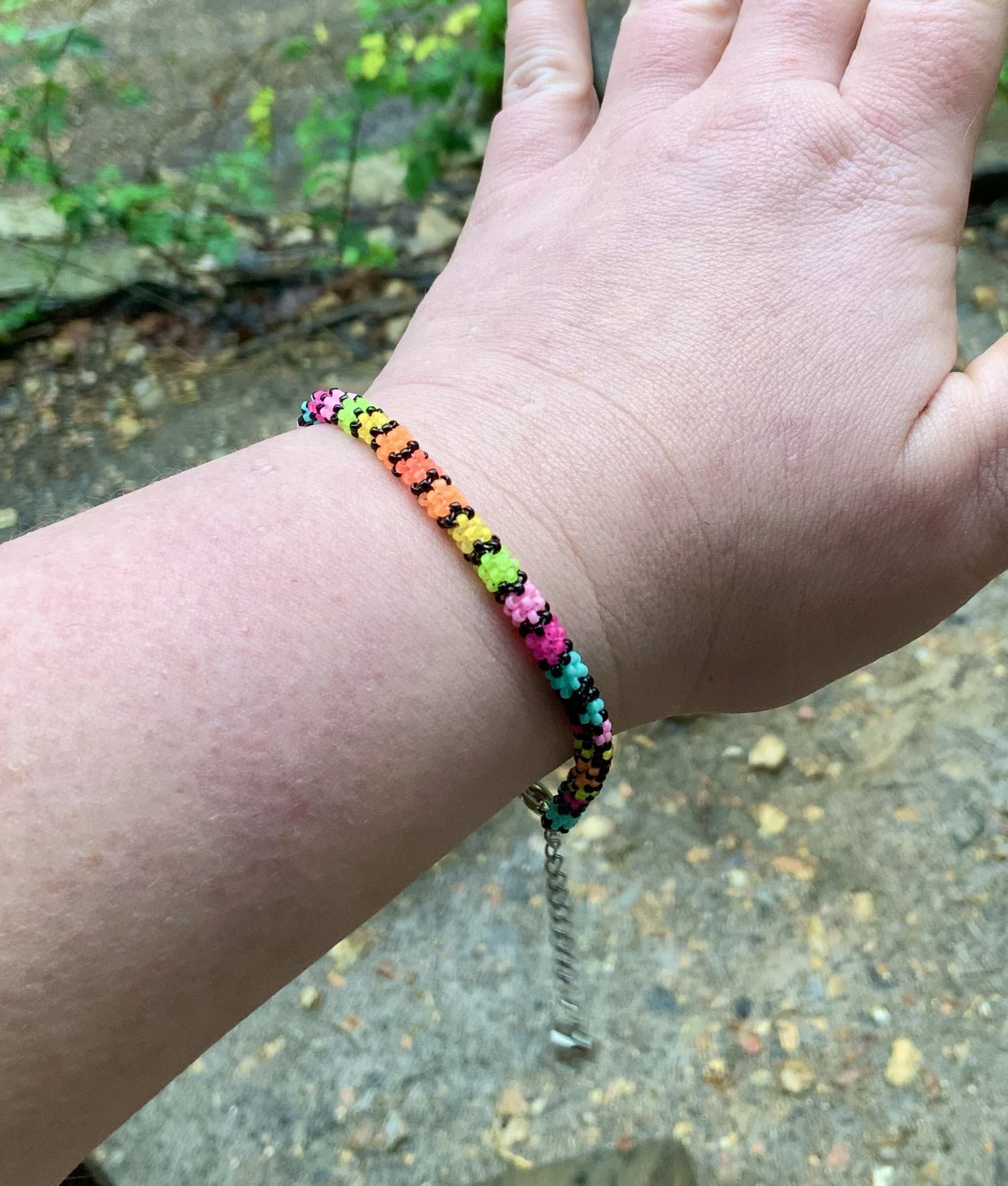 Neon flamingo beaded bracelet
