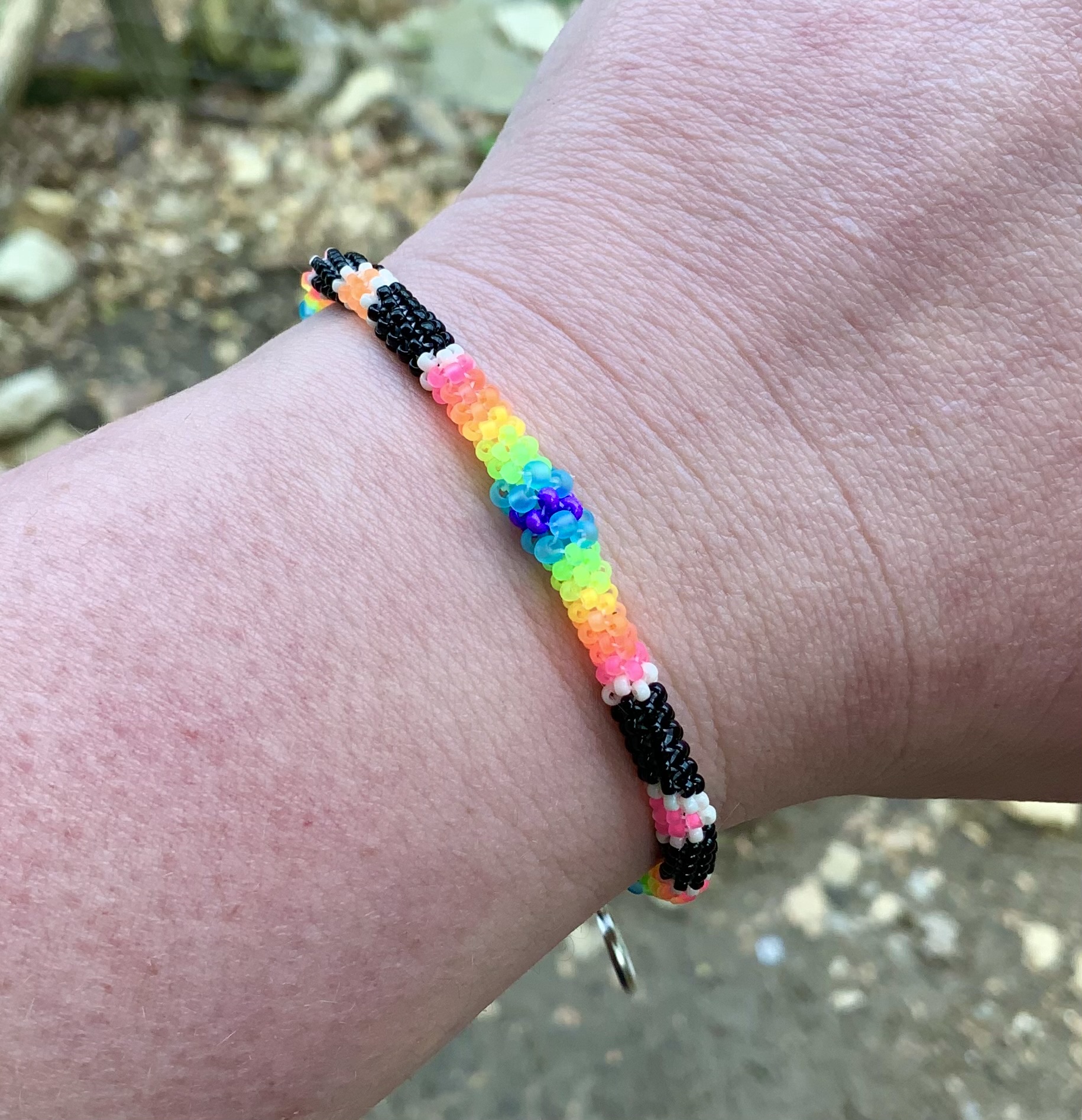 Neon rainbow beaded bracelet