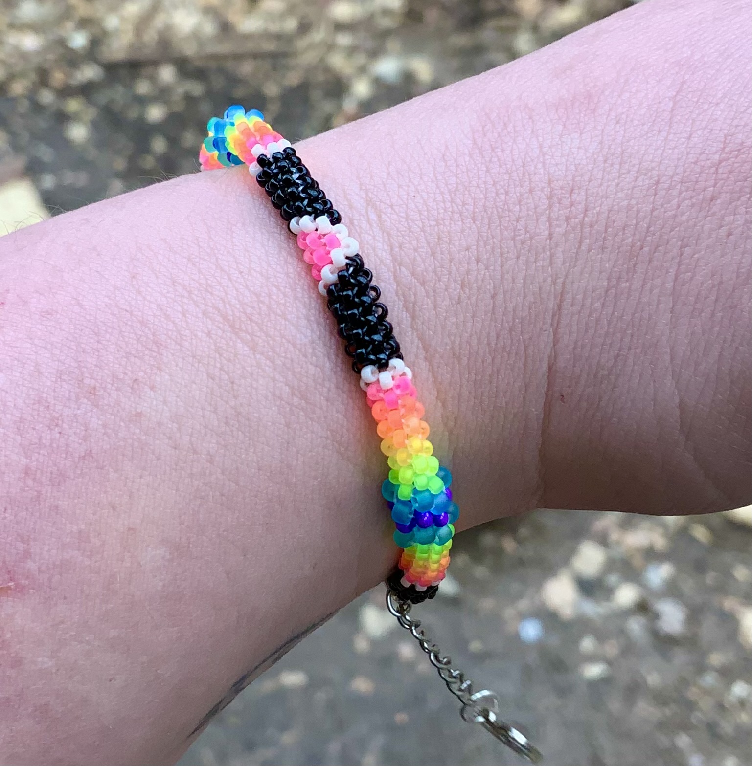 Neon rainbow beaded bracelet