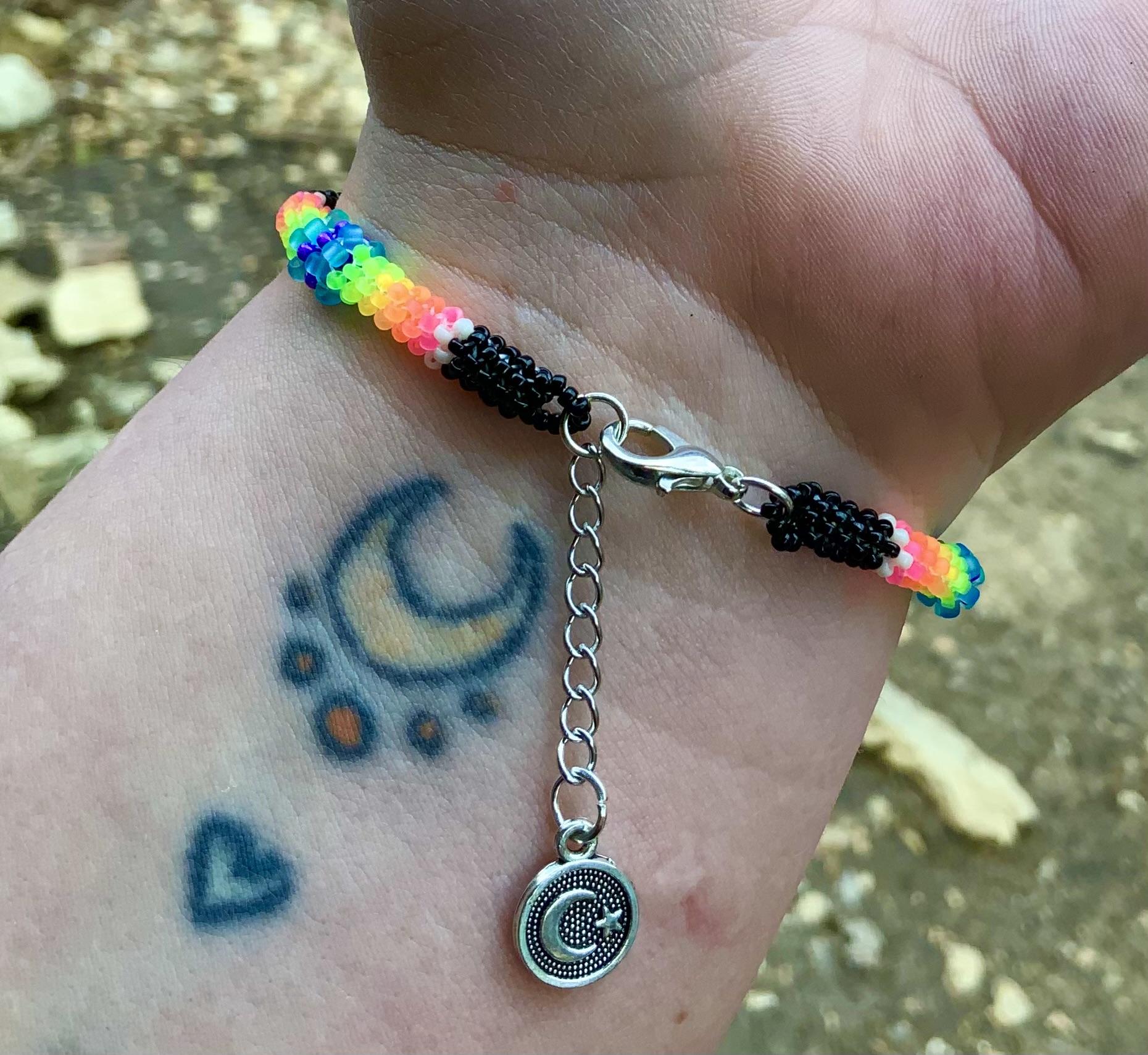 Neon rainbow beaded bracelet