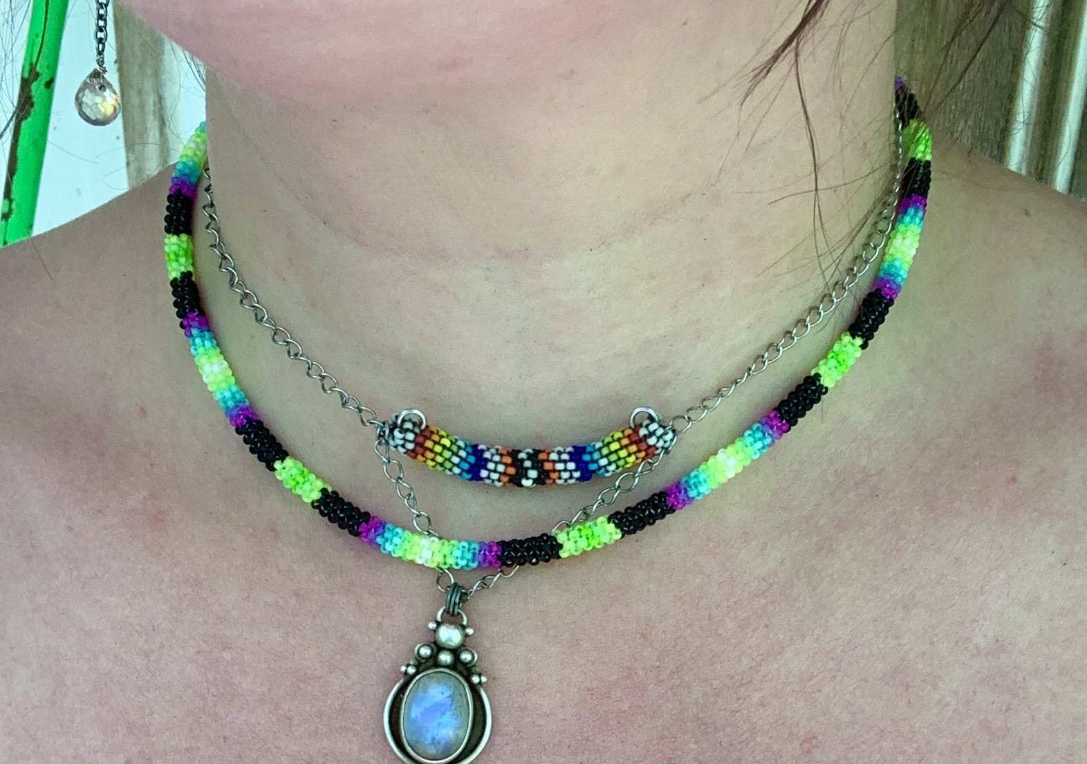 Green dream beaded necklace
