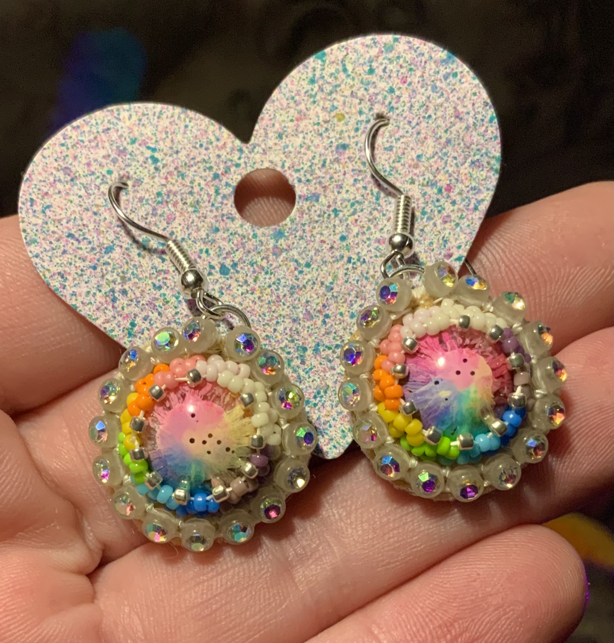 Rainbow blop beaded earrings