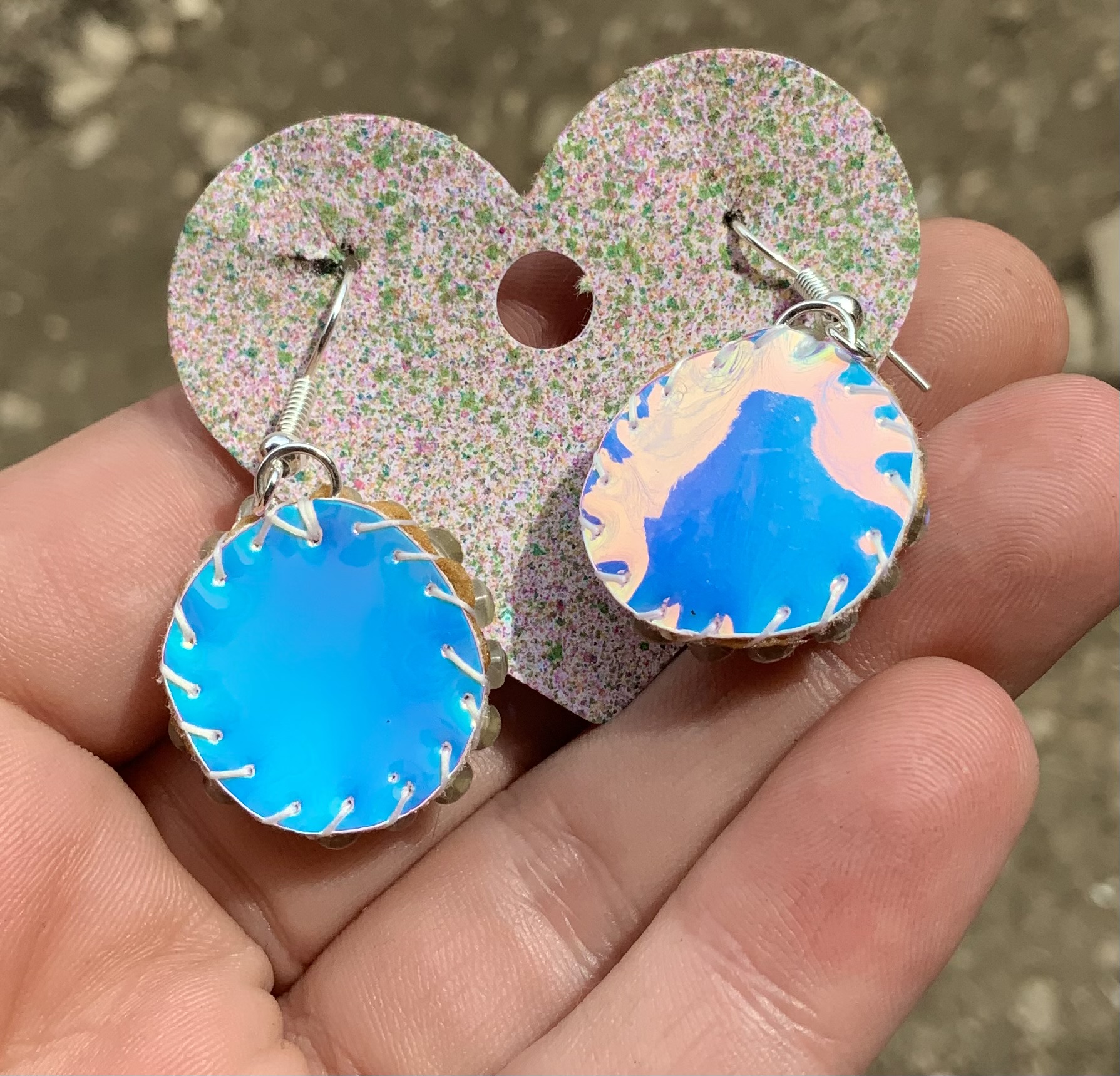 Rainbow algae glow in the dark earrings
