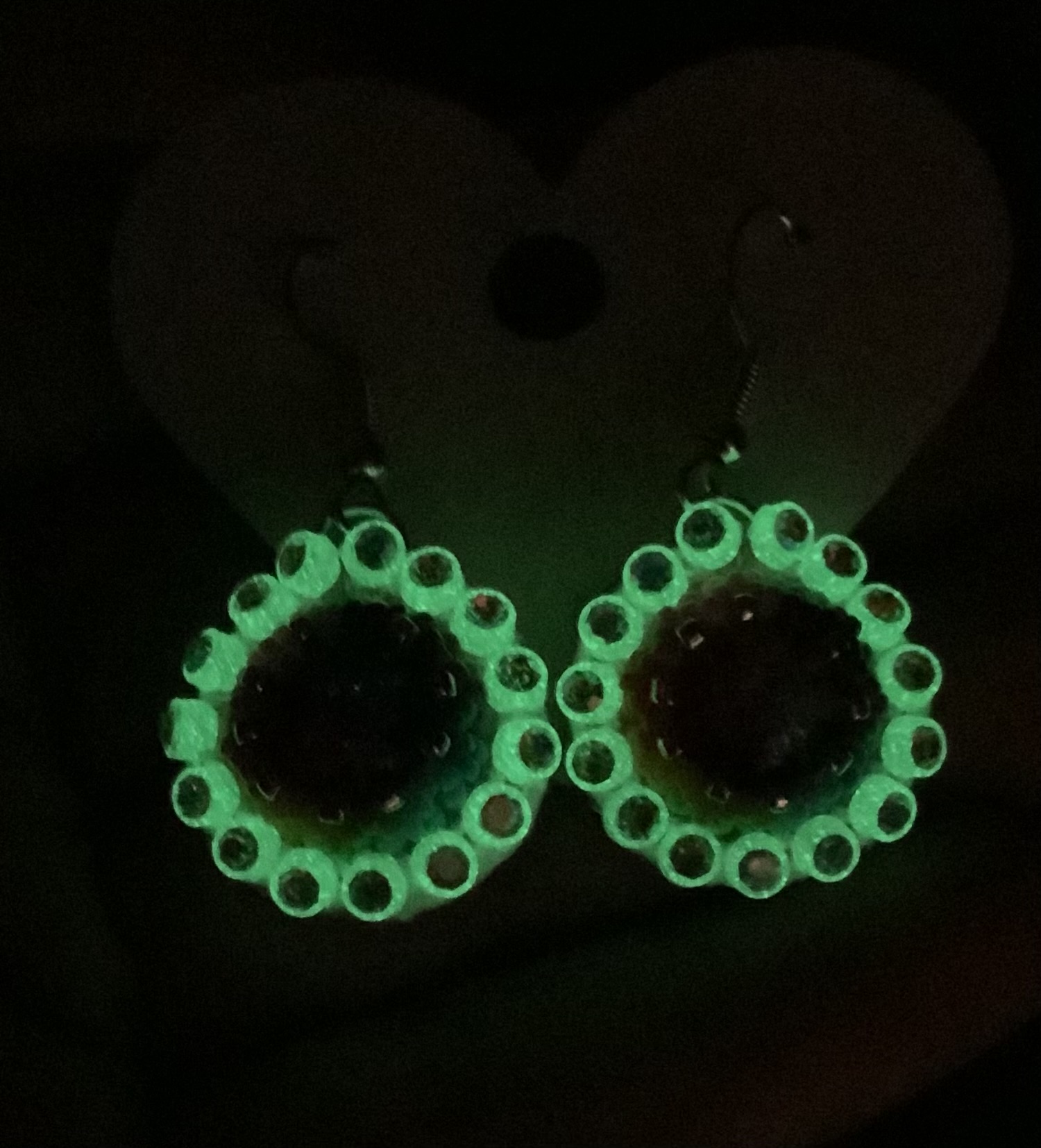 Eyeball beaded glow in the dark earrings