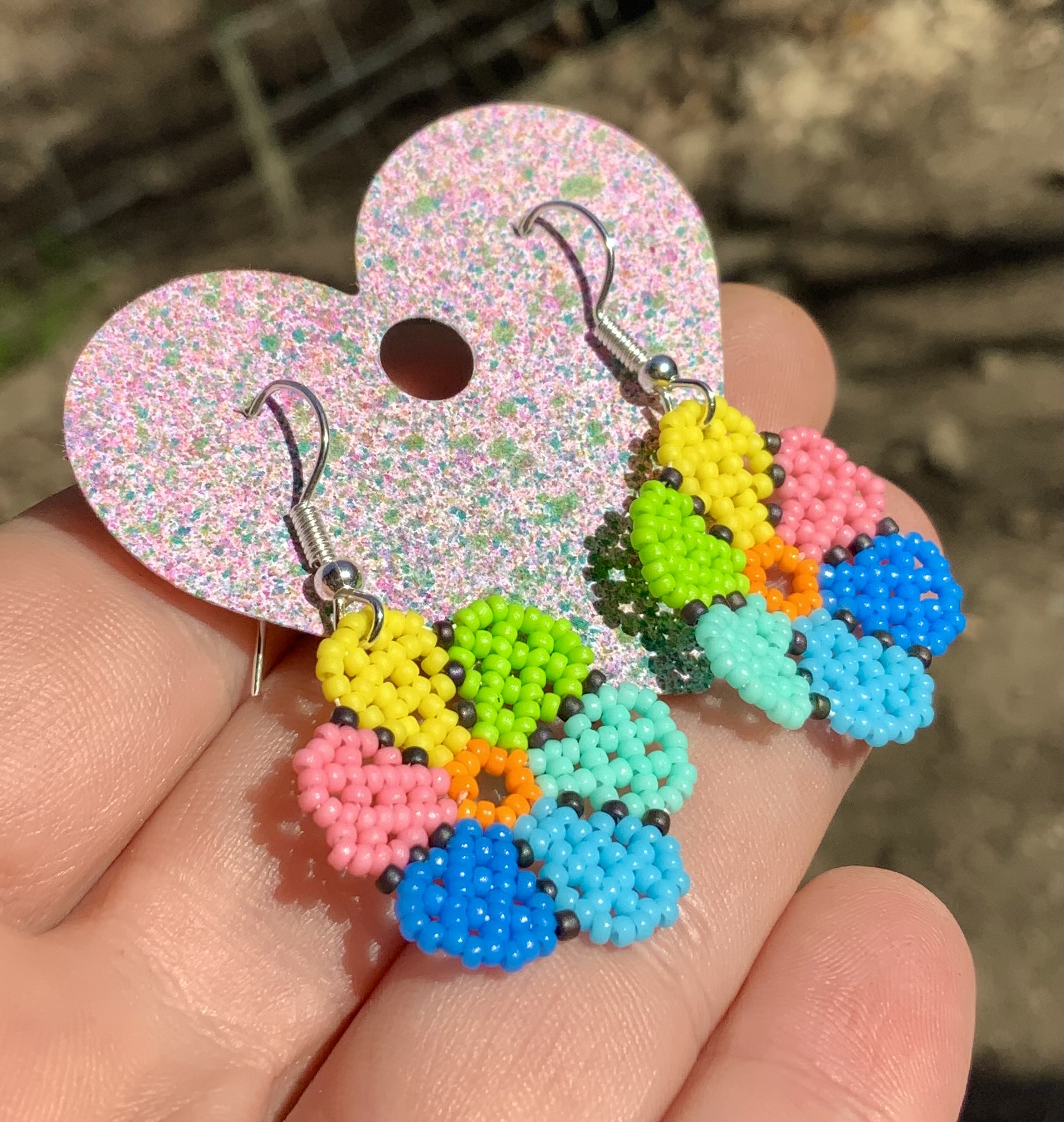 Pastel rainbow flower earrings