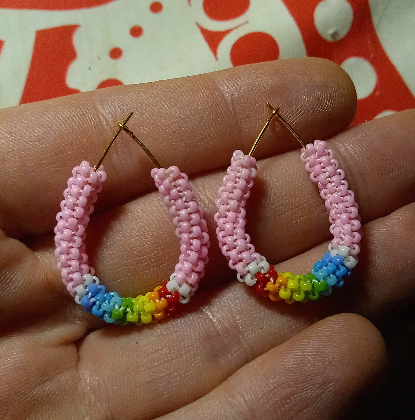 Bubblegum rainbow earrings on gold plated teardrops