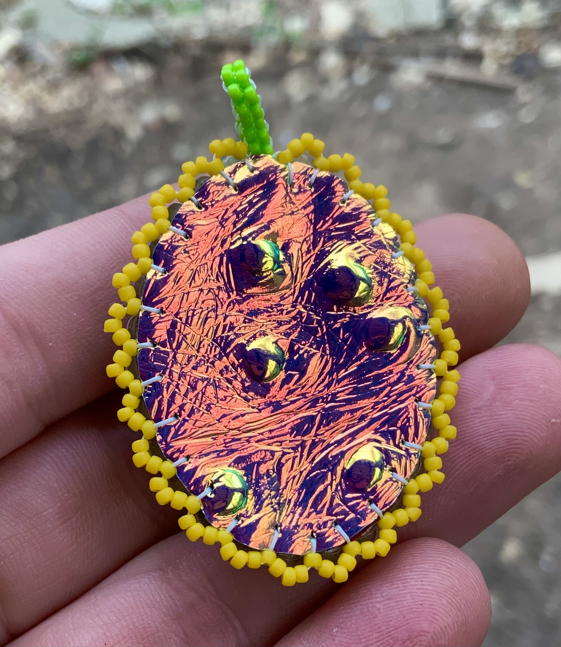 Pastel party glow in the dark beaded pendant
