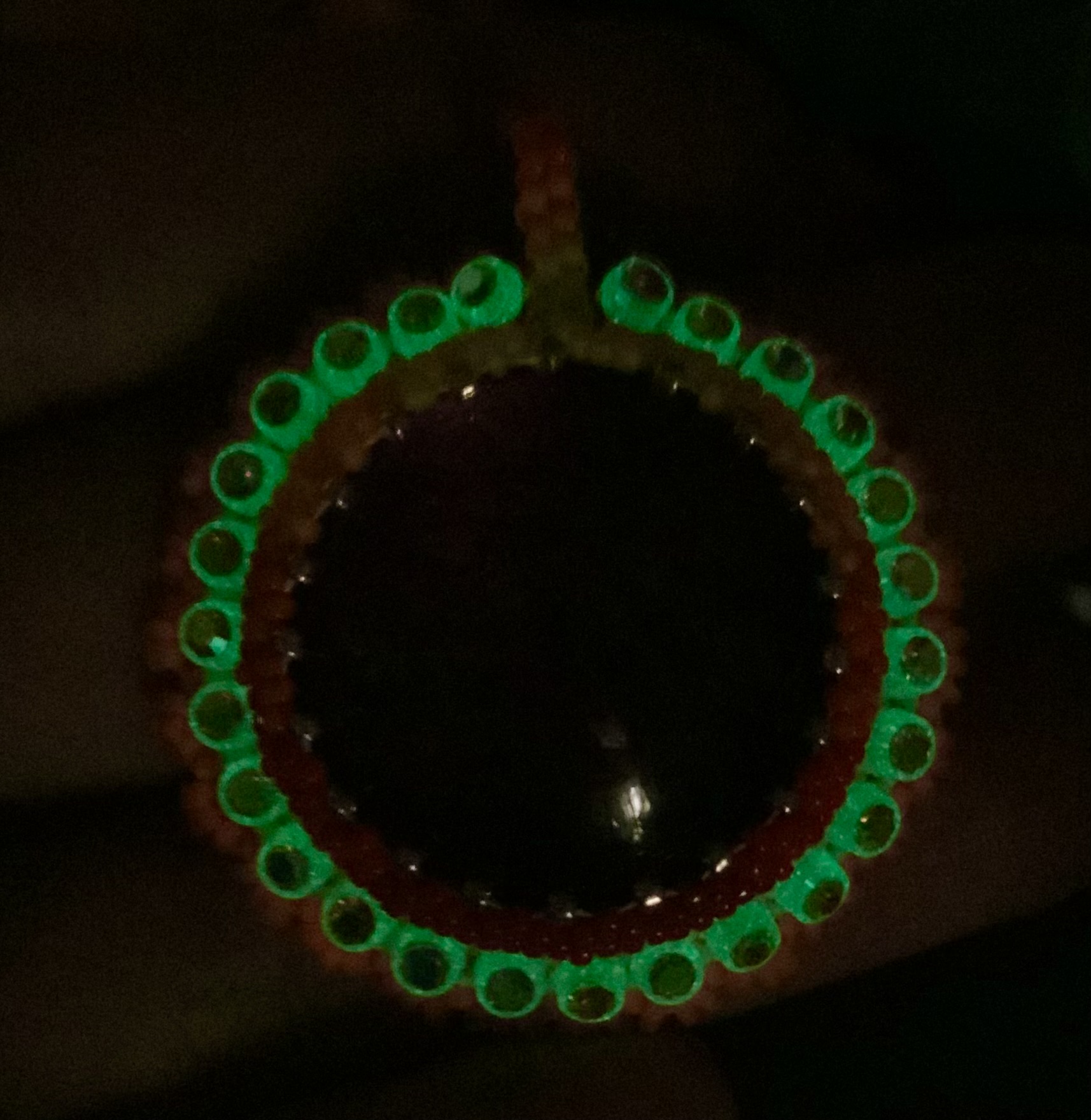 Firey purple moon beaded pendant