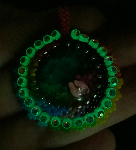 Bright side of the moon beaded pendant