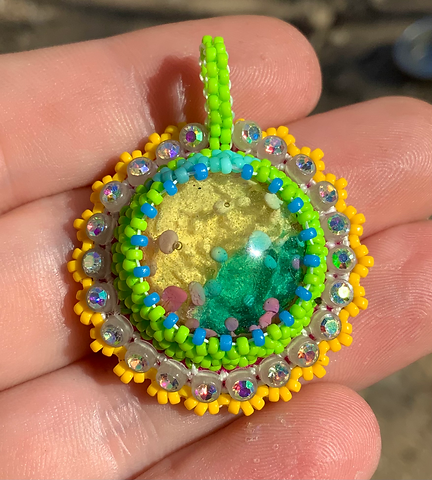 Green candy blops beaded pendant