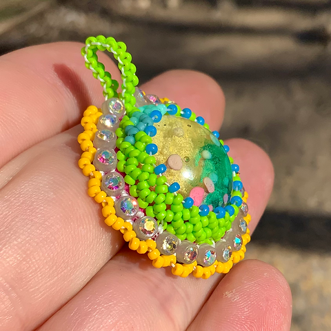 Green candy blops beaded pendant