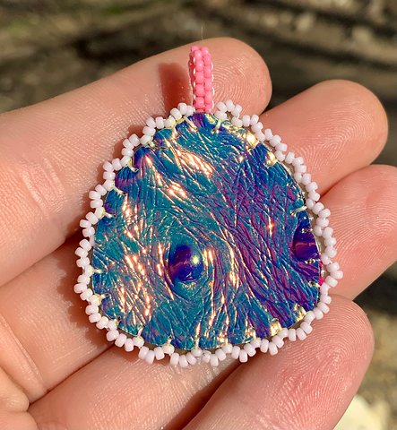 Rainbow daisy beaded pendant