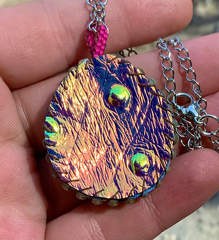 Cool colored beaded pendant