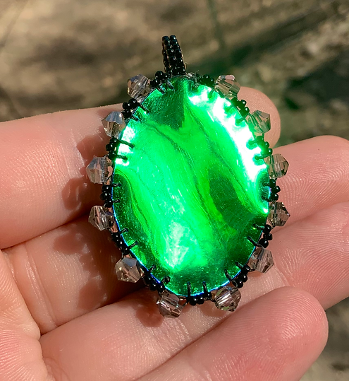 Ash lava beaded pendant