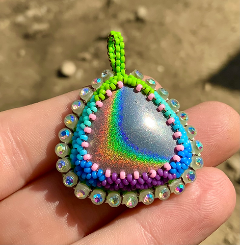 Rainbow prism beaded pendant
