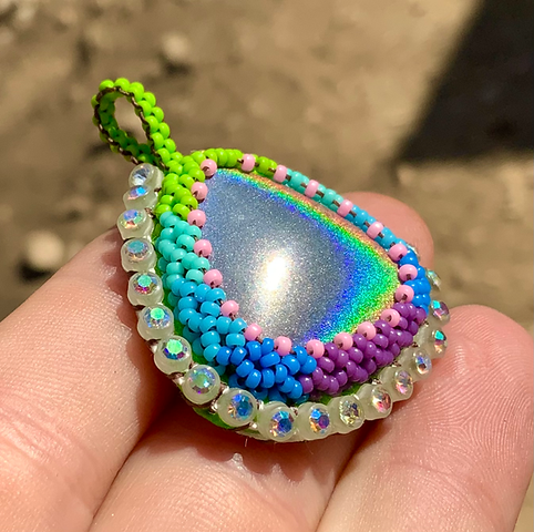 Rainbow prism beaded pendant