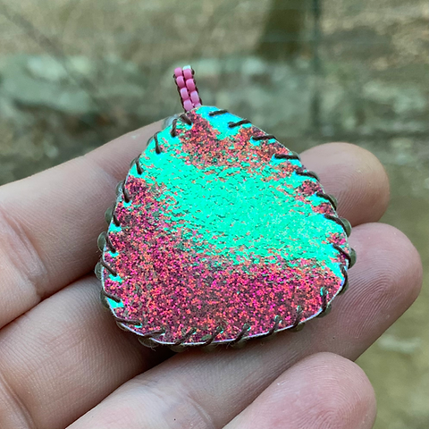 Pastel ocean cherry beaded pendant