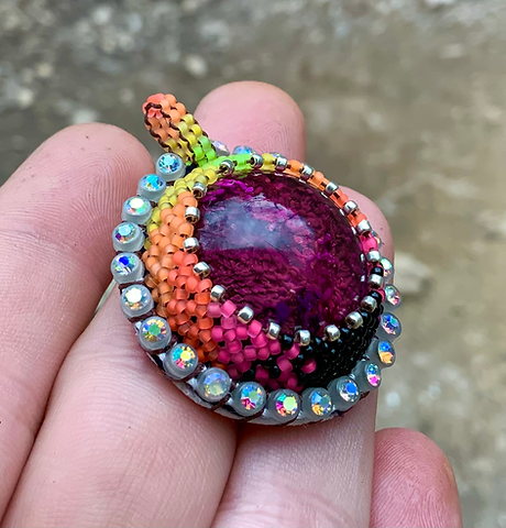  Neon sunset algae pond beaded pendant