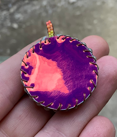  Neon sunset algae pond beaded pendant