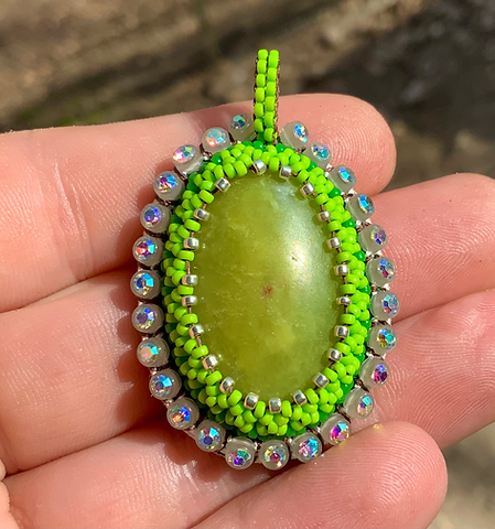 Lemon quartz beaded pendant