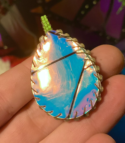 Cool hues beaded pendant