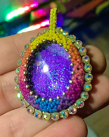 Sunset purple beaded pendant