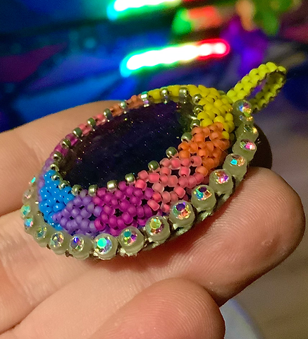 Sunset purple beaded pendant