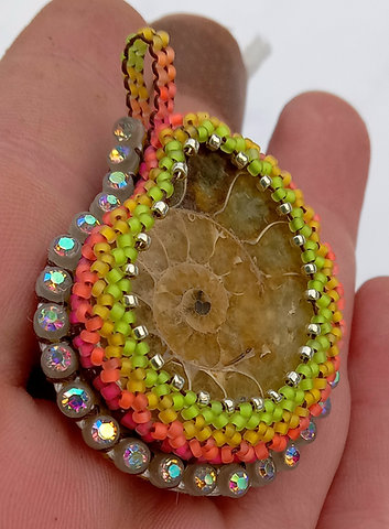 Sunshine Ammonite beaded pendant