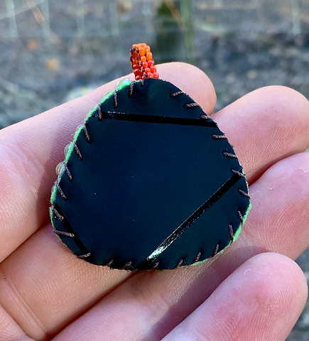 Black to red ombré beaded pendant
