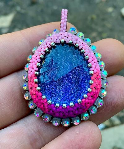 Pink Pank beaded pendant